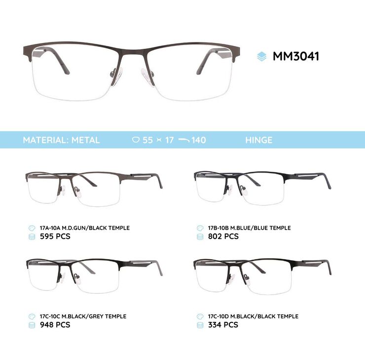 Оправа для очков металлическая мужская полуободковая MM3041