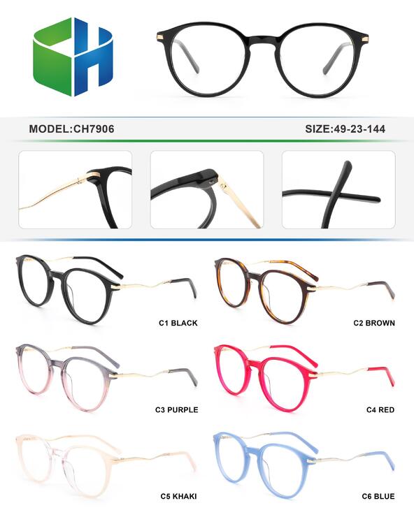 Plastic acetate frame for women with spring hinges CH7906-DA