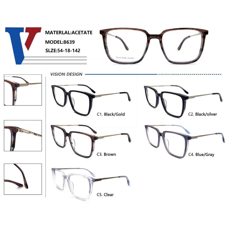 Plastic acetate + metal frame with spring hinges 8639-DA