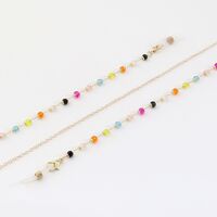 Металлическая нескользящая цепочка золотого цвета, с цветными кристаллами, для очков и масок GL988