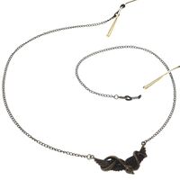 Bronze-colored metal non-slip chain, with wings and a snake, for glasses and masks GL141