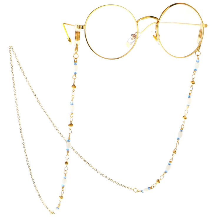 Metal non-slip chain, with gold beads, for glasses and masks GL108