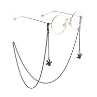 Black-colored metal non-slip chain, with pendant palm of cartoon, for glasses and masks GL784