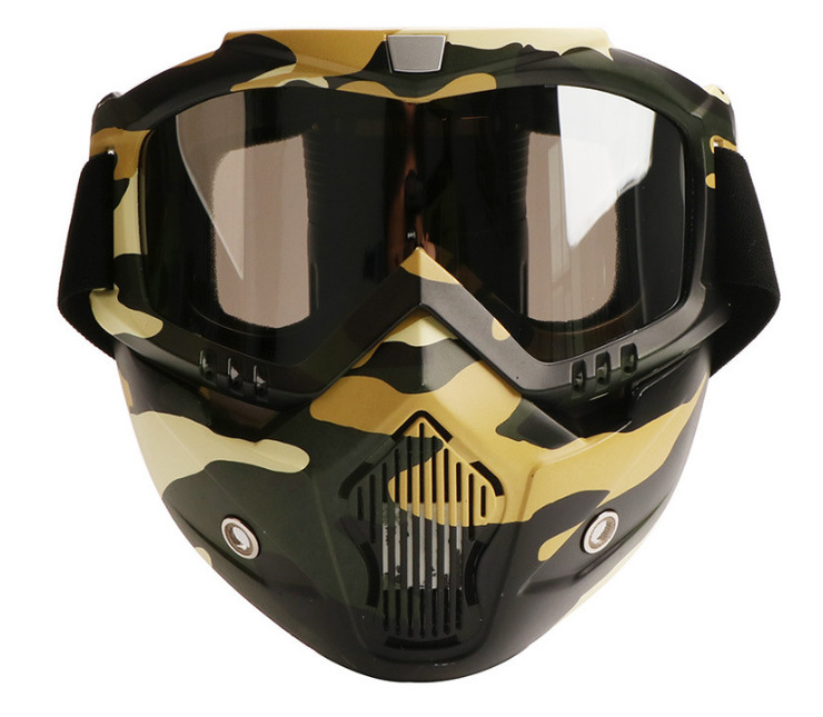 Wind and sand proof double lens black goggles Water-transfer-mask