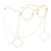 Metal non-slip chain, with pendant geometric square, for glasses and masks GL380