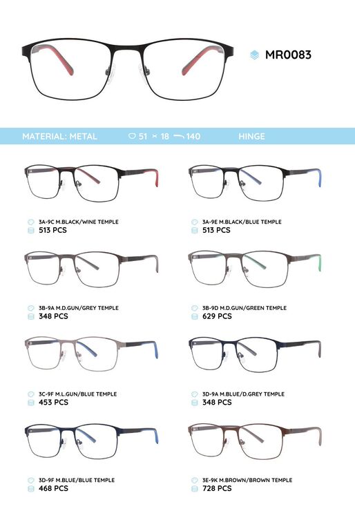 Металлическая оправа с дужками из пластика TR-90 MR0083