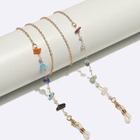 Металлическая нескользящая цепочка золотого цвета, с жемчужными бусинами и цветными кристаллами, для очков и масок GL1702