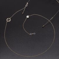 Металлическая нескользящая цепочка, с подвеской в виде буквы D и жемчужной бусиной, для очков и масок GL545