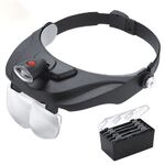 Binocular magnifier with backlight, magnifying glass with head mount 81001-F-XX, magnification: 1,2Х, 1,8Х, 2,5Х, 3,5Х