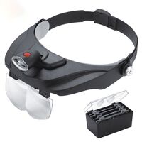 Binocular magnifier with backlight, magnifying glass with head mount 81001-F-XX, magnification: 1,2Х, 1,8Х, 2,5Х, 3,5Х