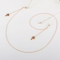 Gold-colored metal non-slip chain, with pendant coconut tree, for glasses and masks GL762