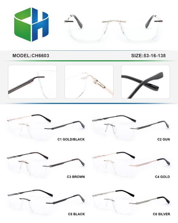 Metal rimless frame with spring hinges CH6603-DA