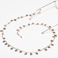 Металлическая нескользящая цепочка золотого цвета, с медными смайликами, для очков и масок GA089