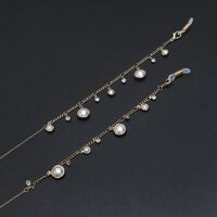 Металлическая нескользящая цепочка золотого цвета, с жемчугом и стразами, для очков и масок GL716