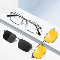 Metal Blue Ray Cut protection frame + 2 magnet sunshade clip-ons 7601-GT