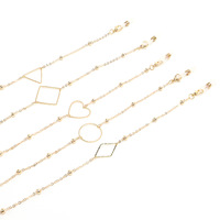 Металлическая нескользящая цепочка золотого цвета, с бусинами и геометрическими фигурами, для очков и масок GL1024-1