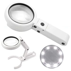 Folding magnifier with universal backlight, magnifying glass with handle 75RC-XX-2, diameter 75 mm, magnification: 5Х, 11Х