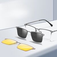 Metal Blue Ray Cut protection frame + 2 magnet sunshade clip-ons 7652-GT