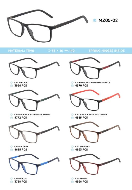 TR-90 plastic frames for glasses with spring hinges MZ05-02