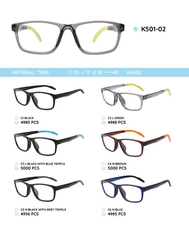 TR90 plastic eyeglasses frame K501-02