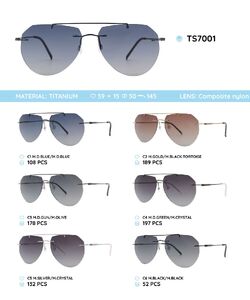 Titanium rimless frame polarized sunglasses TS7001