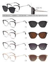 Metal eyeglasses frame with blue ray cut protection, with spring hinges + sun protection polarized clip-on Leke LK8849M