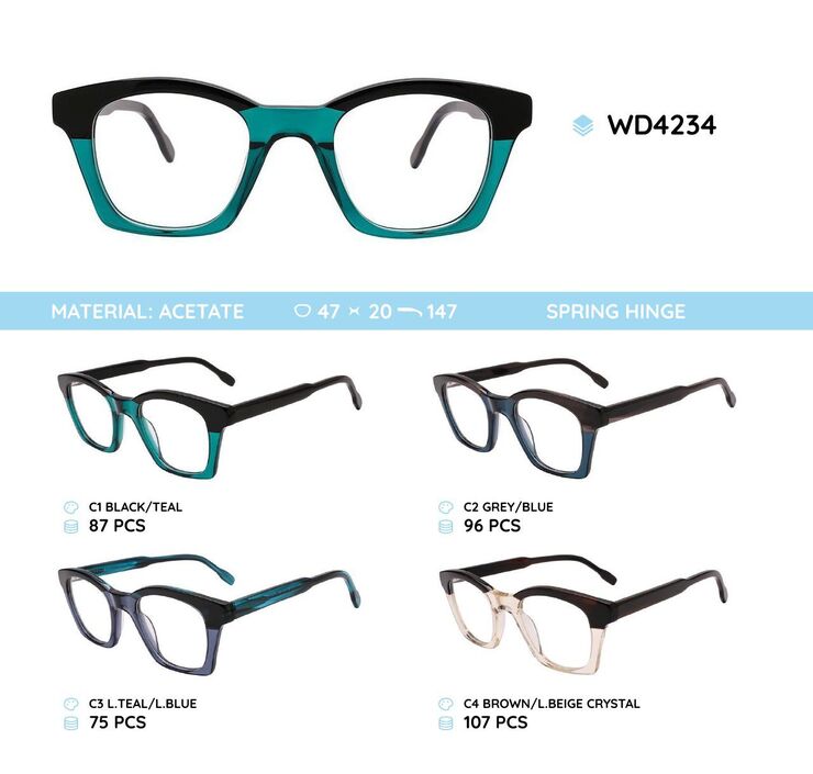 Plastic acetate eyeglasses frame for women WD4234