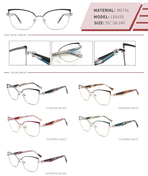 Metal nylor frame with spring hinges LE6435-DA