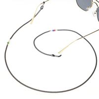 Металлическая нескользящая цепочка черного цвета, с цветными кристаллами, для очков и масок GL092