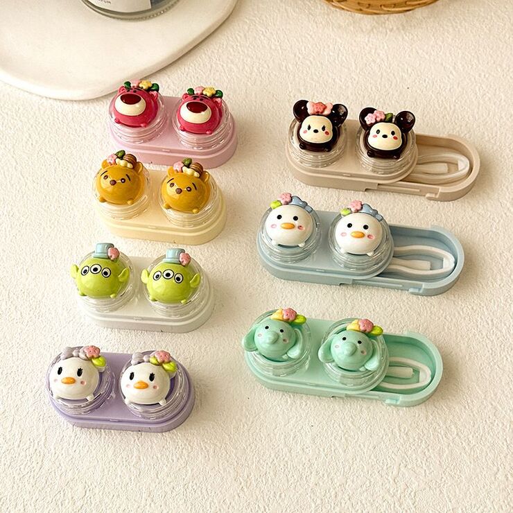 Mini soft contact lens kit retractable W-CT29头戴粉花