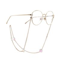 Gold-colored metal non-slip chain, with crystal octagonal beads, for glasses and masks GA051