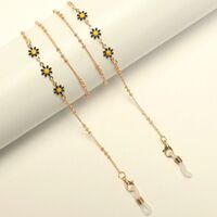 Gold-colored metal non-slip chain, with multicolored daisy, for glasses and masks GL1876
