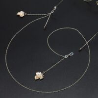 Металлическая нескользящая цепочка золотого цвета, с подвеской в виде кленового листа с жемчужиной, для очков и масок GL727