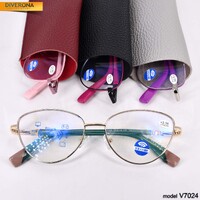 Очки в чехле женские металлические с флексами Vizzini V7024 BLOCK BLUE LIGHT диоптрии до -8,00