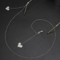 Metal non-slip chain, with heart-shaped wirh rhinestone, for glasses and masks GL474