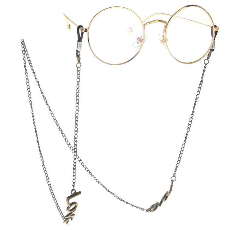 Металлическая нескользящая цепочка бронзового цвета, с надписью 