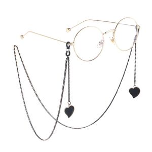 Металлическая нескользящая цепочка черного цвета, с подвеской сердце, для очков и масок GL860