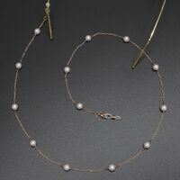 Gold-colored metal non-slip chain, with pearl 8mm, for glasses and masks GL382