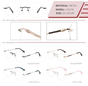 Metal rimless on screws frame for women with spring hinges LE6218-DA