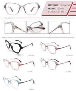 Plastic TR90 and acetate frame with spring hinges LE1084-DA