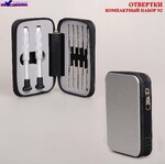 Набор мини-отверток в металлическом футляре с двумя держателями и 10-ю насадками для ремонта очков NABOR N2 оптик мастеру