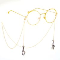 Gold-colored metal non-slip chain, with giraffe pendant, for glasses and masks GL391