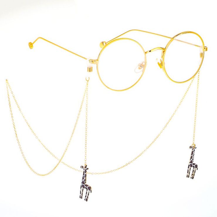 Gold-colored metal non-slip chain, with giraffe pendant, for glasses and masks GL391