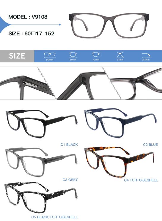 Plastic acetate frame for glasses with spring hinges Big City V9108