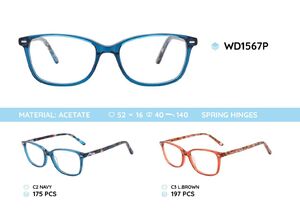 Plastic acetate eyeglasses frame for women with spring hinges WD1567P