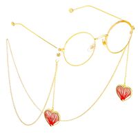 Металлическая нескользящая цепочка золотого цвета, с подвеской сердце, для очков и масок GL636