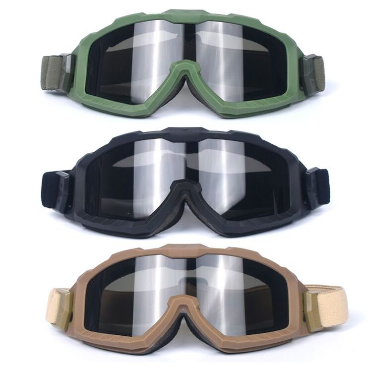 Safety shockproof tactical goggles +3 caps 军迷套装-圆红-2