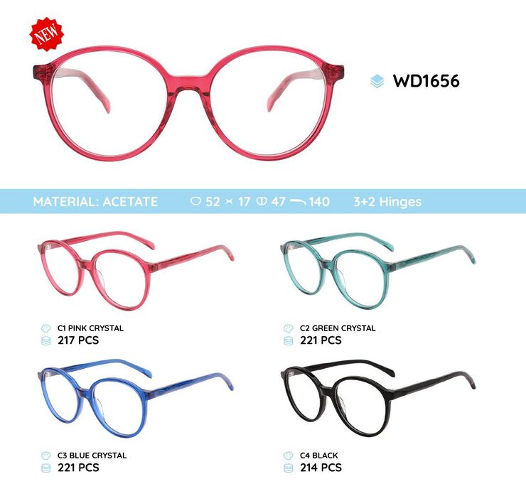 Plastic acetate eyeglasses frame with spring hinges WD1656