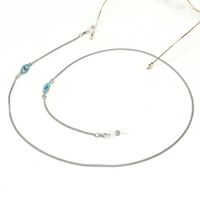 Steel-colored metal non-slip chain, with turquoise yeys, for glasses and masks GS042