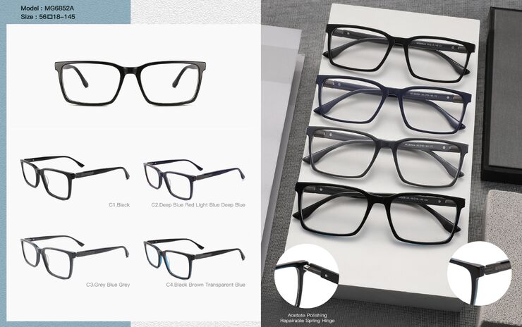 Combined plastic acetate + metal frame for men, with spring hinges Big City MG6852A